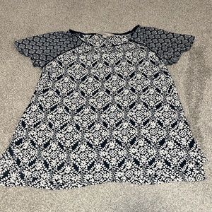 Ann Taylor LOFT shirt, XS, Dark Blue with White